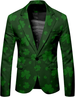 Men's St. Patrick's Day Casual Blazer Slim Fit Long Sleeve Button Notched Lapel Sports Coat Business Suit Jacket with Pocket X-Large Mint Green