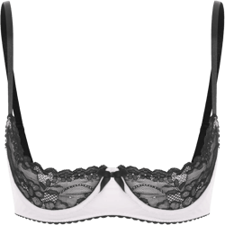 Women's Sexy 1/4 Cups Push Up Underwired Shelf Bra Unlined See Through Bralette Lingerie XX-Large White B