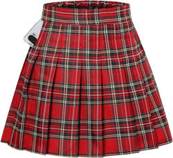 SANGTREE Girls Women's Pleated Skirt, Elastic Waist Uniform Skirt Plus Size, 2 Years - US 4XL X-Large Plaid- Fashion Red