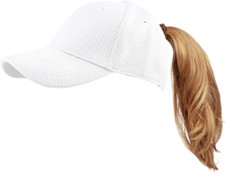 The Hat Depot Women High Ponytail Sun Protect Structured Deep Fitted Athletic Baseball Cap Hat One Size White