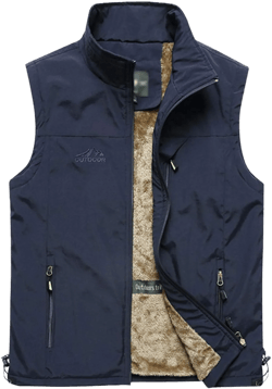 Flygo Men's Casual Lightweight Outdoor Travel Fishing Hunting Vest Jacket with Pockets X-Small 02 Navy