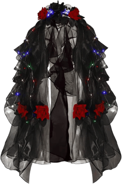 CASDRE Black Veil Skull Headband Day of the Dead Veil LED Hair Hoop Rose Flower Headpiece Light up Halloween Hair Accessories for Women and Girls at Amazon Women’s Clothing store