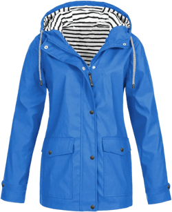 Womens Rain Jacket with Hood Fall Winter Jacket Sports Trench Jacket Solid Zip Up Windbreaker Drawstring Parka XX-Large Blue