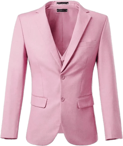 Yanlu Mens 3-Piece Suit Notched Lapel One Button Slim Fit Formal Jacket Vest Pants Set for Men Country Wedding Style Pink XX-Large