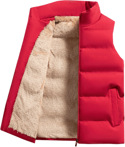 Zeiyignr Men's Vests Outerwear Fleece Lined Puffer Vest Warm Winter Vest Casual Stand Collar Padded Down Vest Jacket Coat X-Large Red