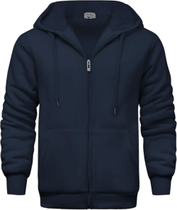 V VALANCH Men Hoodies Zip Up Sherpa Lined Sweatshirts Heavyweight Thick Warm Fleece Winter Jacket 3X-Large Navy