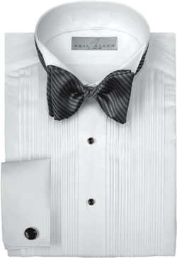 Wing Collar, 1/8" Pleated, Poly/Cotton Tuxedo Shirt 16/16.5 Neck 34/35 Sleeve White