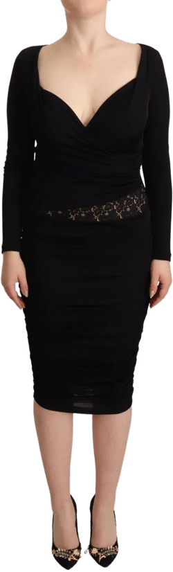 GF Ferre Elegant Black Sheath Dress with Sweetheart Neckline