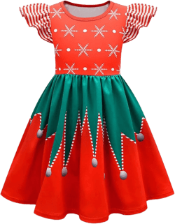 Letushy Christmas Dresses for Kids Girls Casual School Outfits, 3-12Y D233 10-12 Years
