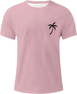 WENKOMG1 Mens Graphic Tshirts Shirt Printed Solid Color Casual Tee Shirt Summer Short Sleeve Loose Fit Tees Large Pink 3