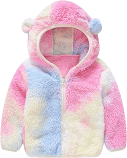 SJAM Warm Coats Girls Toddler Girls Winter Windproof Tie Dye Hooded Coat Jacket Kids Warm Fleece Outerwear (Pink, 2-3 Years)