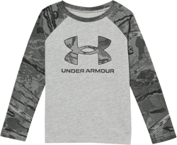 Under Armour Boys' Outdoor Long Sleeve Tee, Stylish Crew Neckline, Cute Full Fit 5 Mod Gray Logo
