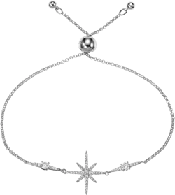 namana North Star Bracelet with Cubic Zirconia Stones, Stone Studded Silver, Gold or Rose Gold Bracelets for Women, Star Jewelry for Women, Lucky Star Adjustable Bracelet with Gift Box