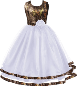 DINGZANCAMO Princess Flower Girl Dress Camo and Tulle Banquet Birthday Party Gowns 8 White