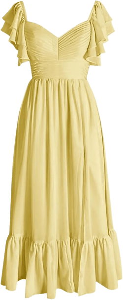 Plus Size Yellow Bridesmaid Dresses for Women Chiffon Wedding Guest Dresses Ankle Length for Juniors Formal with Slit Size 16W