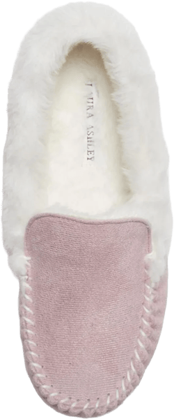 Amazon.com | Laura Ashley Womens Micro Suede Memory Foam Moccasin Slippers, Warm Fuzzy Rubber Bottom Indoor Outdoor Faux Fur House Shoes | Slippers
