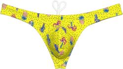 OROCOJUCO Sport Mens Print Thong Swimsuit Contour Pouch Bikini Swimwear Board Surf Short Trunks Swim Tangas X-Large 3-pack(yellow Desert,pink Zebra,peach Blossom)