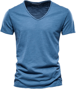Men's V-Neck T-Shirts Soft Fitted Premium Classic Tee Men's T Shirts Cotton Hipster Hip Hop Longline Crewneck T-Shirt Blue Medium
