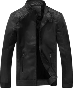 CLOAKA Men's Faux Leather Jacket Vintage with Stand Collar for Motorcycle Biker Riding Bomber Tactical Work Jacket for Men Large Black