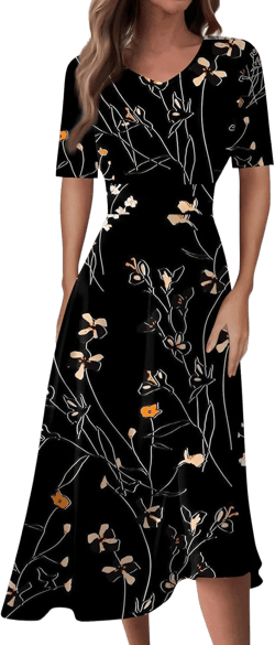 Summer Dresses for Women 2024, Plus Size Short Sleeve Casual V Neck Hawaiian Dress Pretty Floral Printed Long Dresses