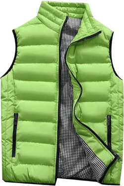 ZHUER Men's Outdoor Casual Vest Coat Stand Collar Sleeveless Padding Puffer Vest Lightweight Zip Quilted Gilet Jacket Outwear Large Green