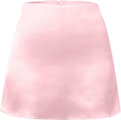 Womens Mini Skorts Casual High Waisted Stain Silk Zipper Satin Ribbon Lined Skirt Bodycon Short Skirts
