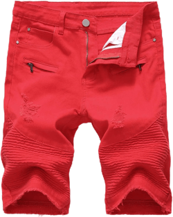 LAMKUKU Men’s Denim Shorts for Men Ripped Short Jeans Summer
