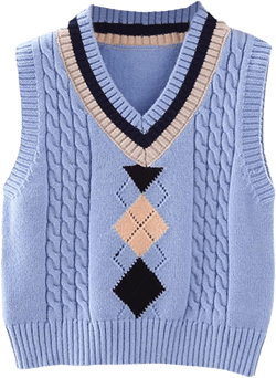 Girls Boys Argyle Sweater Vest Cotton School Uniform Knit Vest Jumper Waistcoat Pullover Top Sweater Knitwear 2-3T Blue