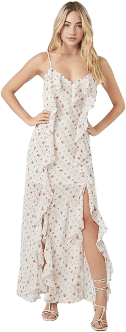 Floral Print Ruffle Maxi Dress