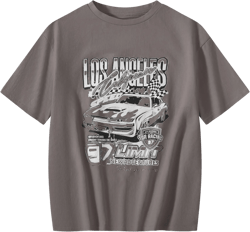 Girl's Car Letter Graphic Print Round Neck Short Sleeve Tee Summer Casual T Shirt Graphics Tee Shirt