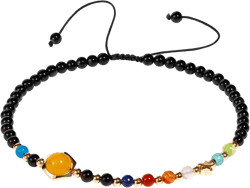 Real Crystals and Stones Black Agate Beaded Anklet The Eight Planets Guardian Star Gemstones Ankle Bracelets for Women Universe Galaxy Jewelry