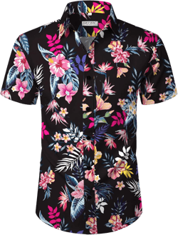 Hawaiian Shirts for Men Casual Printed Short Sleeve Aloha Floral Button Down Beach Shirts