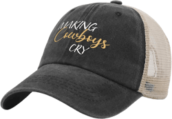 Making Cowboys Cry Hat for Women Fashionable Trucker Hats Men AllBlack Caps Low Profile Unique Gifts for Bakers One Size Allblack