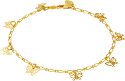 LIFETIME JEWELRY Womens Gold Anklet Butterfly Ankle Bracelet 24k Gold Plated 10.0 Inches