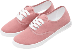 Women Canvas Sneakers Cute Walking Shoes Classic Canvas Shoes Comfort Lace Up Tennis Shoes Lightweight Textile Flats Shoes Foam Flat Shoes Biscuit Shoes 7 Pink