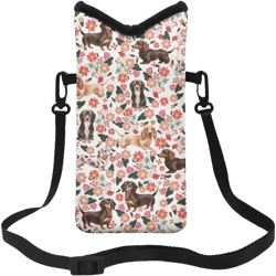 Jeiento Waterproof Crossbody Bag - Lightweight & Protective Phone Sleeve for Women - Cute Carrying Case Dachshunds Floral Flowers