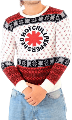 Red Hot Chili Peppers Logo Adult White Ugly Christmas Sweater 3X-Large White