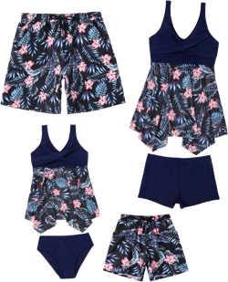 Family Matching Swimsuit Set High Waisted Mommy and Me Swimsuit Two Piece V Neck Girls Bikini Bathing Suit