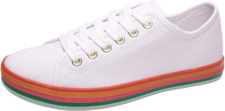 BENEKER Women's Low Top Canvas Shoes Lace up Fashion Sneakers Casual Comfort Walking Shoes 8 White