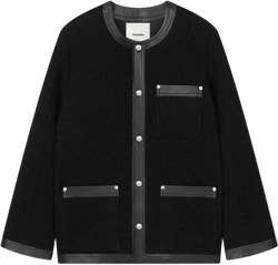 Earl - Leather-Trimmed Boucle Tweed Jacket - Black