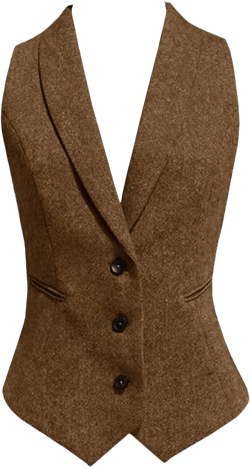 Women Wool Blend Vest V-Neck Dressy Vintage Button Down Waistcoat XX-Large Brown
