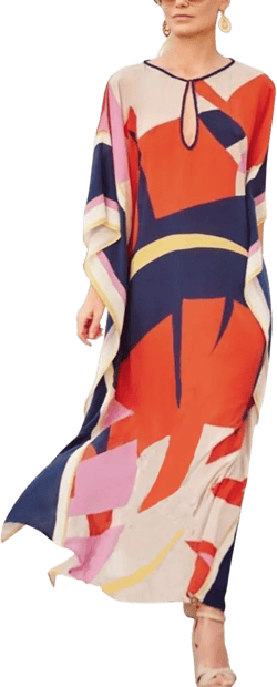 CHERRY CAT Women Plus Size Swimsuit Cover up Beachwear Long Cover-ups Kaftan Casual Caftan Dress at Amazon Women’s Clothing store