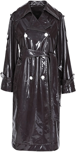 LKIUGVV Long Waterproof Black Patent Leather Trench Coat For Women Double Breasted Iridescent Oversized Leather Coat Black 6XL