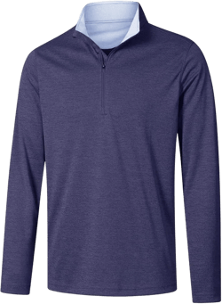 Long Sleeve Golf Shirt Men 1/4 Zip Pullover Mens Long Sleeve Sun Protection Shirts UPF 50 Lightweight Athletic Pullover Navy Small