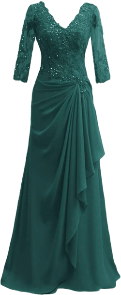 Mother of The Bride Dresses-Long Evening Formal Dress V Neck Wedding Guest Dresses for Women Ruffle Lace Applique Beaded : Clothing, Shoes & Jewelry