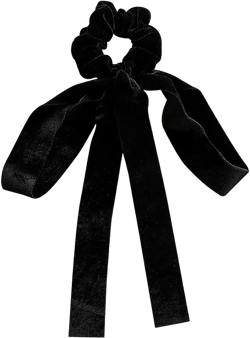 MUAYOUAUM Velvet Hair Bow for Women Scrunchies Cute Trendy Elegant Black Ribbon Hair Ties for Women