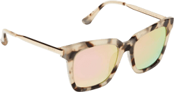 DIFF Bella Designer Square Oversized Sunglasses for Women UV400 Protection, Tortoise frame w/giftable travel case Cream Tortoise + Pink Mirror