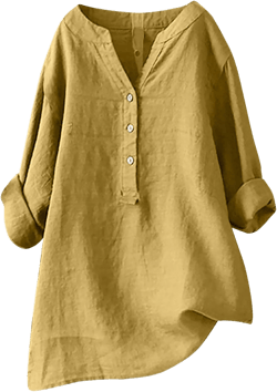 Womens Cotton Linen Blouse Long Sleeve Button Down V Neck Shirts Oversized Casual Basic T Shirts Loose Fit Tops Large 01-yellow
