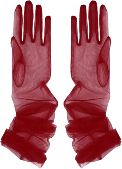 Women's Long Tulle Wedding Bridal Gloves Solid Color Elbow Length 27" Sheer Gloves Burgundy One Size