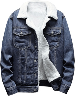 Denim Jackets for Men Plush Winter Botton Down Jacket Coats Lapel Regular Fitted Men Coat Long Sleeve Workout Small T-883 Dark Blue